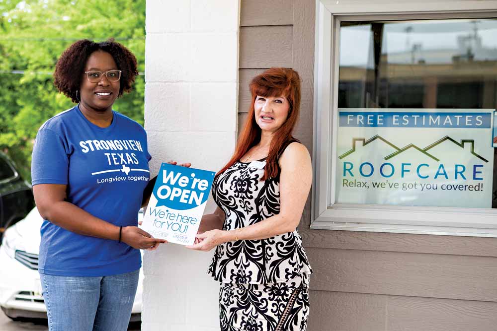 Roof-care Chamber we’re open signs Bianca Adams, Kim Small